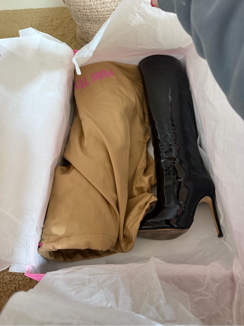 Paris Texas Black Patent Knee-High Stiletto Boot